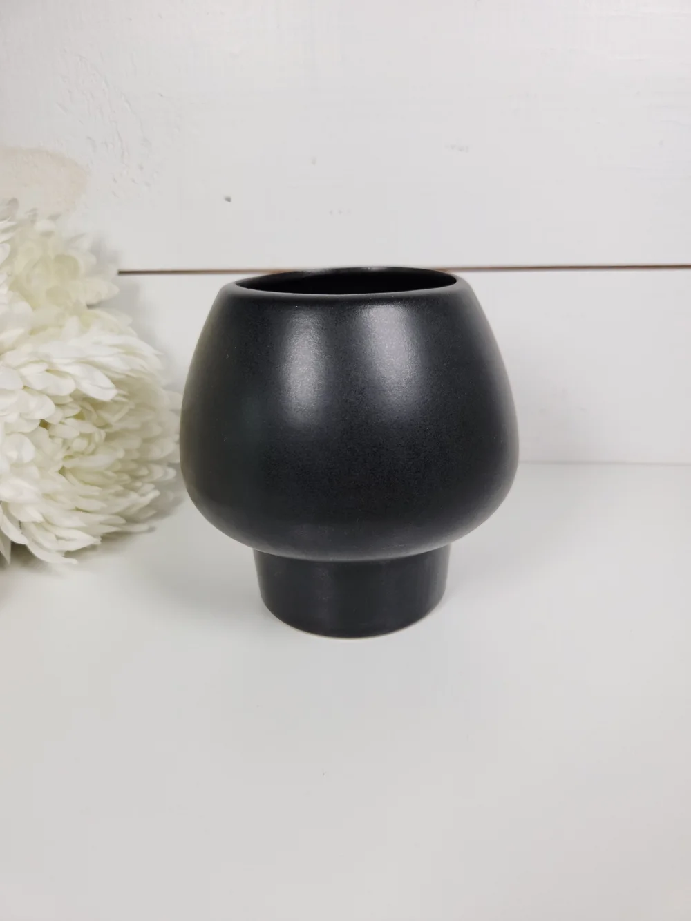 Mid Century Modern Stanford USA Black Vase | Vintage Black Mode Bulb Planter